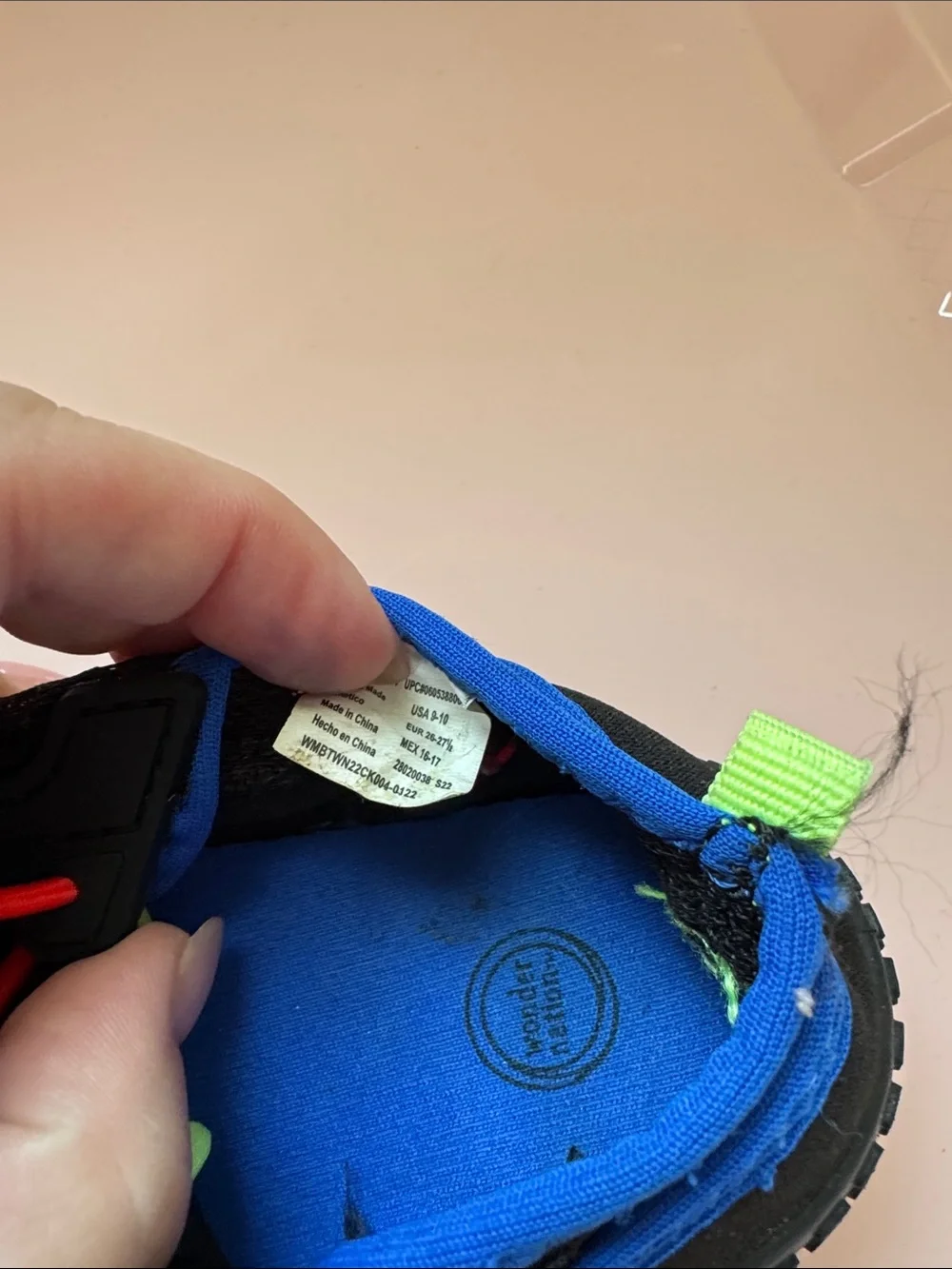 wonder nation Black Water Shoes with Neon Green, Royal Blue & Red Details